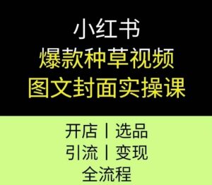 小红书爆款种草视频图文封面实操课，开店、选品、引流、变现全流程 - 网赚资源网-网赚资源网
