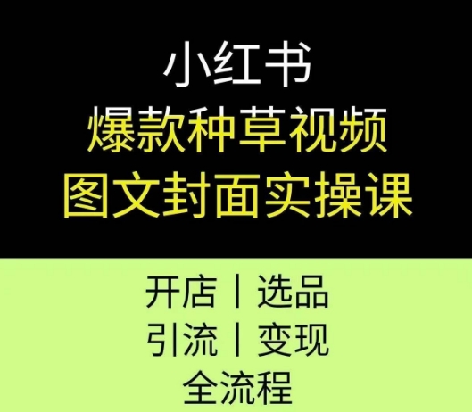 小红书爆款种草视频图文封面实操课，开店、选品、引流、变现全流程-网赚资源网
