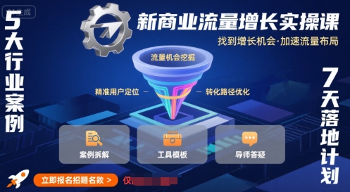 新商业流量增长实操课，找到增长机会，加速流量布局-网赚资源网
