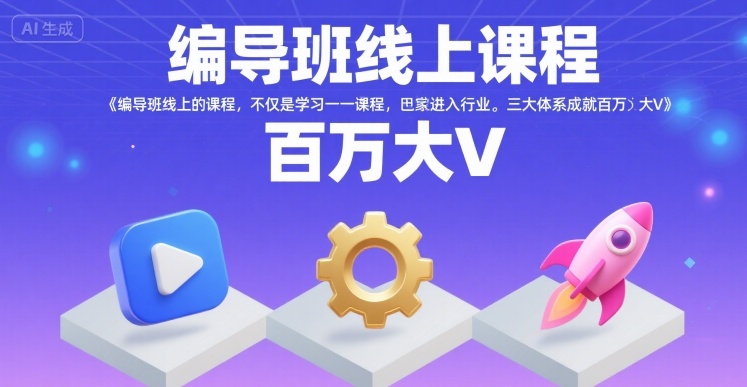 编导班线上课程，不仅是学习一门课程，更是进入一个行业，三大体系成就百万大V-网赚资源网