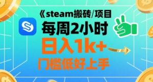 steam搬砖项目每周2小时日入1k+收益核心玩法，手把手教你，门槛低好上手-网赚资源网