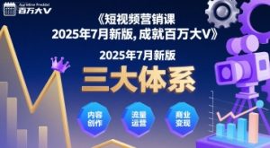 短视频营销课2025年7月新版,三大体系成就百万大V-网赚资源网