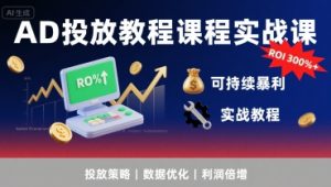 AD投放教程课程实战课，实现广告ROI300%+可持续暴利-网赚资源网