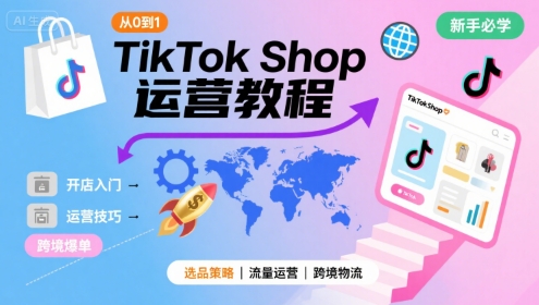 TikTok Shop从0到1运营教程，TikTok跨境电商新手必学课程-网赚资源网