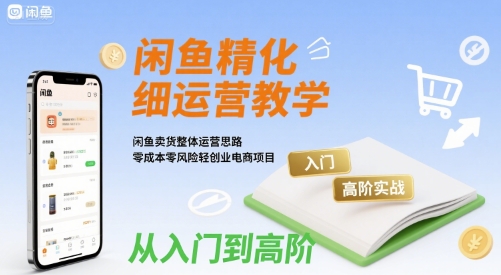 闲鱼精细化运营入门+高阶实战教学，闲鱼卖货整体运营思路，零成本零风险轻创业电商项目-网赚资源网