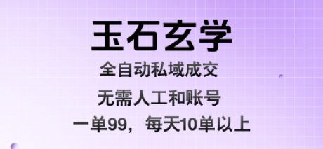 玉石玄学全自动私域成交，一单99每天十单以上，无需人工和矩阵账号，蓝海项目直接干【揭秘】-网赚资源网