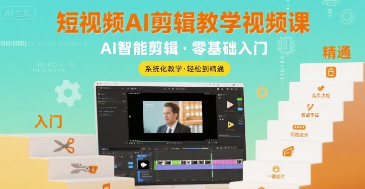 短视频AI剪辑教学视频课，入门到精通-网赚资源网
