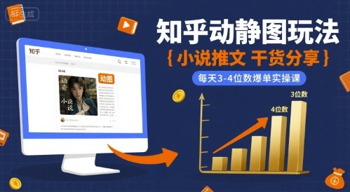 小说推文干货分享之知乎动静图玩法，每天3-4位数爆单实操课-网赚资源网