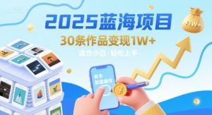 2025蓝海项目30条作品 变现1w+ 有手就能操作适合小白做-网赚资源网
