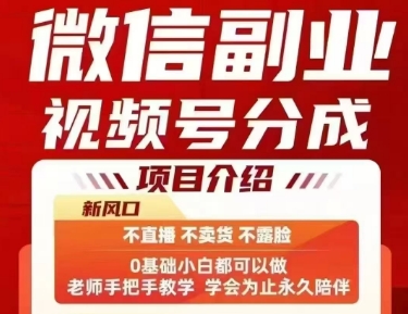 微信副业视频号分成，不直播 不卖货 不露脸，三五分钟即可完成一条作，每日收益几十、几张不等-网赚资源网
