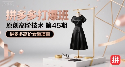 拼多多打爆班原创高阶技术第45期，拼多多高价女装项目-网赚资源网