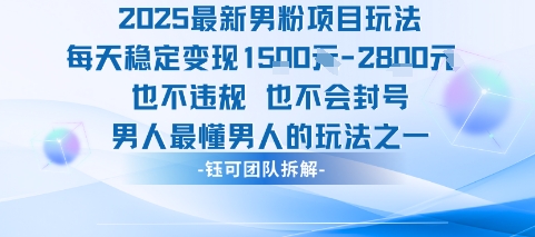 2025最新男粉项目玩法每天变现1k+也不违规也不会封号男人最懂男人的玩法-网赚资源网