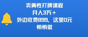 卖两性打牌课程，月入3W+外边收费899的课程，这里0元，悄悄做-网赚资源网