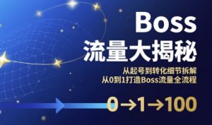 Boss流量大揭秘,从起号到转化细节拆解,从0到1打造Boss流量全流程-网赚资源网