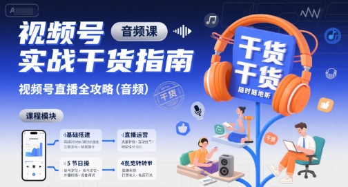 视频号实战干货指南，视频号直播全攻略（音频）-网赚资源网
