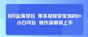 8月AI蓝海项目,单条视频变现1k+ 小白可玩 操作简单易上手-网赚资源网