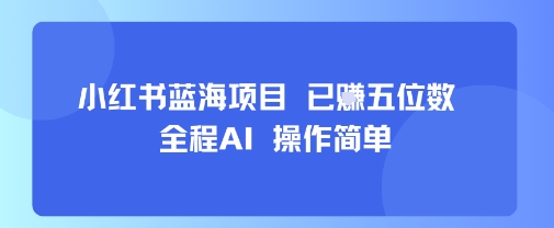小红书蓝海项目，全程AI，操作简单，已挣五位数-网赚资源网