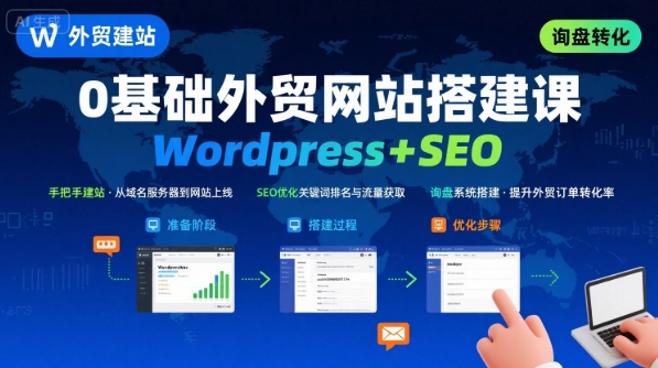 WordPress外贸建站+SEO优化课程，手把手教你从0到1搭建可获得询盘的外贸网站-网赚资源网