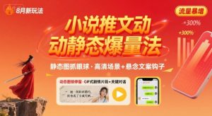 8月小说推文全新玩法，动静态图片+搭配小说文案爆量玩法 - 网赚资源网-网赚资源网