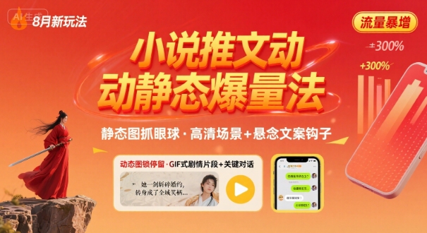 8月小说推文全新玩法，动静态图片+搭配小说文案爆量玩法-网赚资源网
