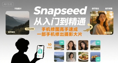 Snapseed从入门到精通，手机修图高手速成，一部手机就能修出摄影大片-网赚资源网