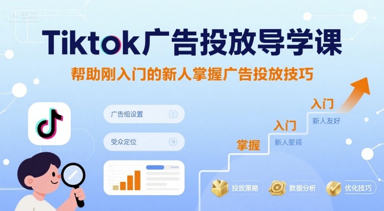Tiktok广告投放导学课，帮助刚入门的新人掌握广告投放技巧-网赚资源网