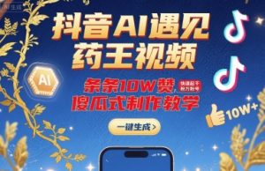 抖音AI遇见药王视频，条条10W赞，快速起千粉万粉号，傻瓜式制作教学 - 网赚资源网-网赚资源网