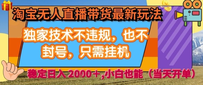 淘宝无人直播带货最新玩法，独家技术不违规，也不封号，全自动运行，只需挂着，  稳定日入2k【揭秘】-网赚资源网