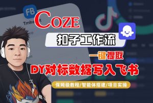 COZE扣子工作流一键提取DY对标数据写入飞书，保姆级教程-智能体搭建-项目实操-网赚资源网