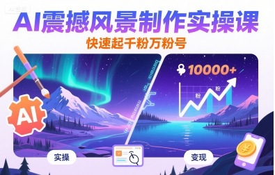 AI震撼风景制作实操课，快速起千粉万粉号-网赚资源网