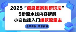 2025信息差暴利新玩法，5步流水线内容拆解，小白也能入门爆款流量主 - 网赚资源网-网赚资源网