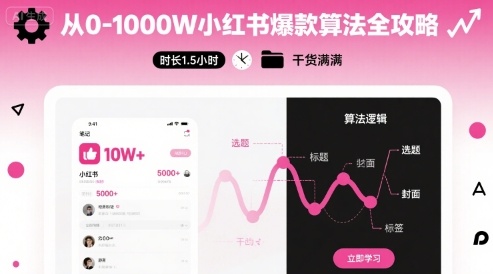 从0-1000W小红书爆款算法全攻略，时长1.5小时，干货满满-网赚资源网