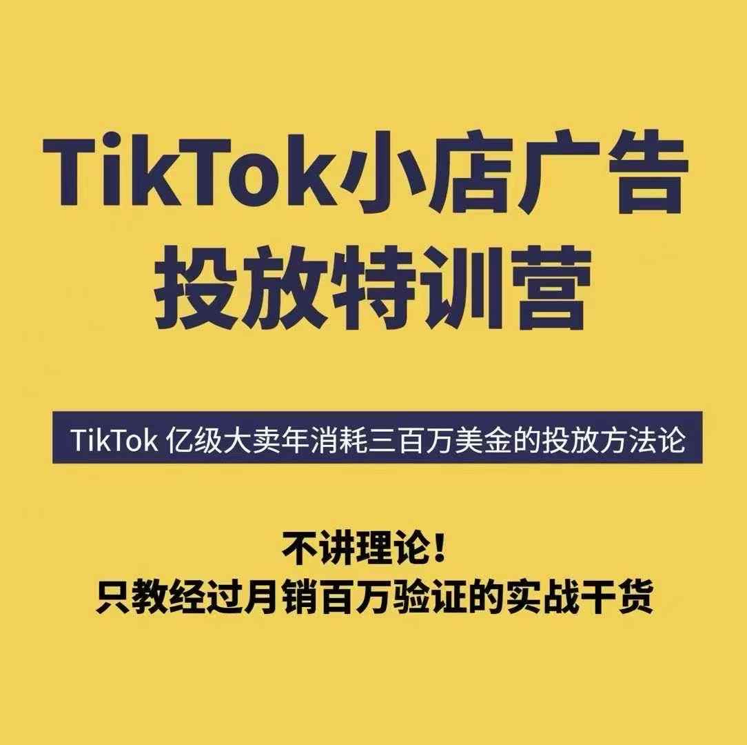 TikTok小店广告投放特训营，6天破局计划专治各种“投不动”，教你经过月销百万验证的实战干货-网赚资源网