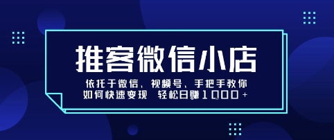 推客微信小店依托于微信、视频号，手把手教你如何快速变现 轻松日入1k+【揭秘】-网赚资源网