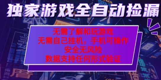 游戏全自动捡漏项目，最新独家玩法，每天操作几十分钟，无任何难度，当天见收益【揭秘】-网赚资源网