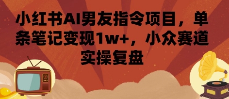 小红书AI男友指令项目，单条笔记变现1w+，小众赛道实操复盘-网赚资源网
