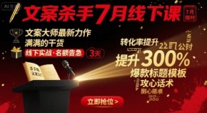 文案杀手7月线下课，​文案大师最新力作，满满的干货 - 网赚资源网-网赚资源网