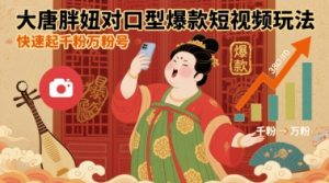 大唐胖妞对口型爆款短视频玩法，快速起千粉万粉号-网赚资源网
