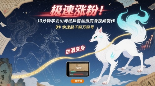 极速涨粉！10分钟学会山海经异兽丝滑变身视频制作，快速起千粉万粉号-网赚资源网