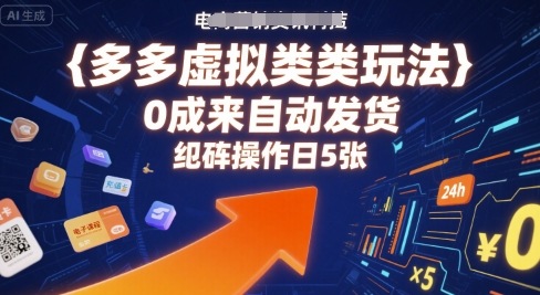 多多虚拟类目玩法，0成本全自动发货，矩阵操作日5张-网赚资源网