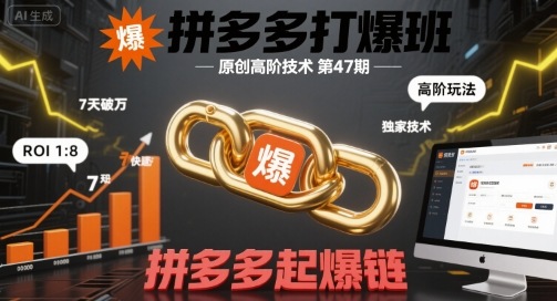 拼多多打爆班原创高阶技术第47期，拼多多起爆链-网赚资源网