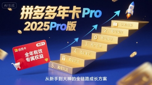 拼多多年卡2025Pro版，五大板块从认知到基础、从推广到活动、从活动到玩法-网赚资源网