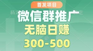 首发项目，微信群推广，一天15单，每单利润10米，无脑日入3-5张【揭秘】 - 网赚资源网-网赚资源网