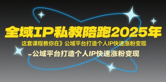 全域IP私教陪跑2025年，这套课程教你在​公域平台打造个人IP快速涨粉变现-网赚资源网