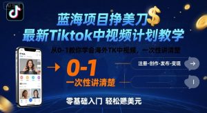 蓝海项目挣美刀，最新Tiktok中视频计划教学，从0-1教你学会海外TK中视频，一次性讲清楚-网赚资源网