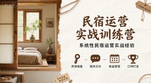 民宿运营实战训练营，系统性民宿运营实战经验-网赚资源网
