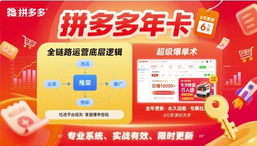 拼多多年卡【8月更新6节】拼多多全链路运营底层逻辑，超级爆单术-网赚资源网