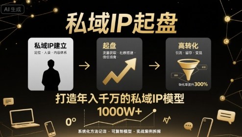私域IP起盘，私域ip建立、起盘、高转化，打造年入千万的私域ip模型-网赚资源网