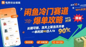闲鱼冷门赛道爆单攻略，长期可做，当天上架当天开单，一单利润90% 利润，日入1k【揭秘】 - 网赚资源网-网赚资源网