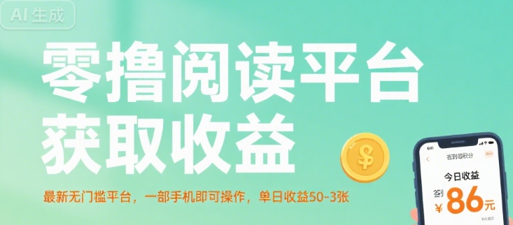 零撸阅读平台获取收益，最新无门槛平台，一部手机即可操作，单日收益50-3张【揭秘】-网赚资源网